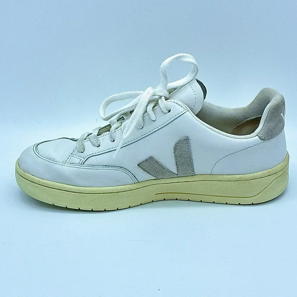 Veja Shoes Womens 9 White V-12 Leather Suede Sneakers Preppy Tennis Luxury - Picture 8 of 10